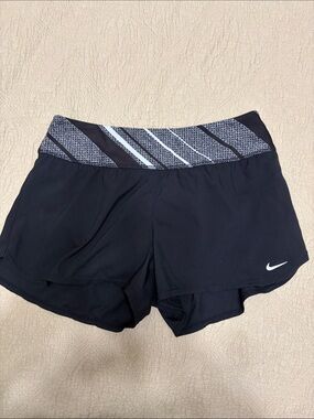 Nike Black Women's Swim Shorts with Patterned Waistband